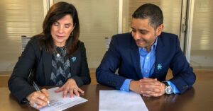 Nancy Andretti and Dr. Vinay Patel of Northeast Digestive